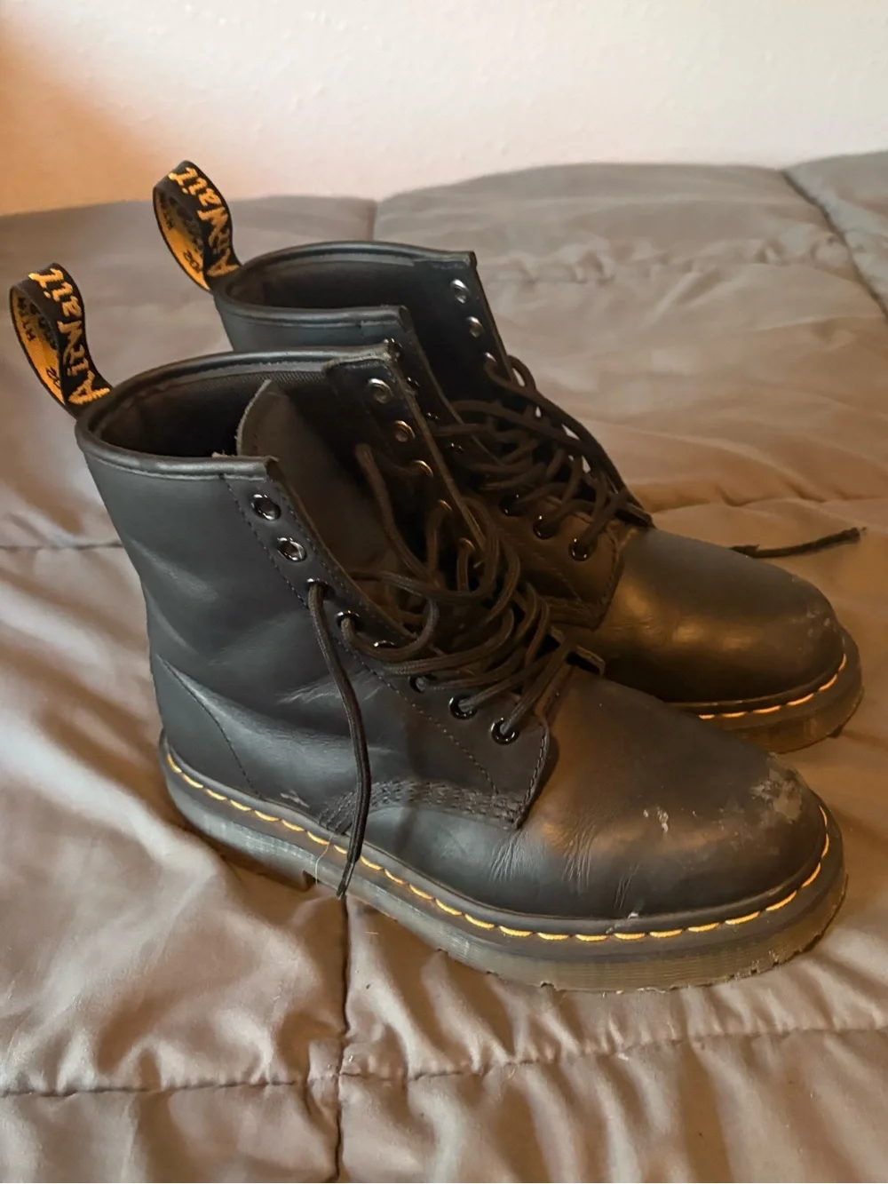 Padded Black Leather Dr. Marten Boots